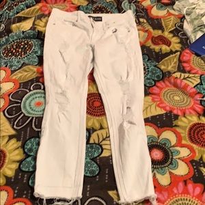 EXPRESS high rise ripped white denim